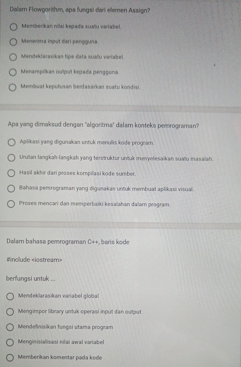 Dalam Flowgorithm, apa fungsi dari elemen | StudyX