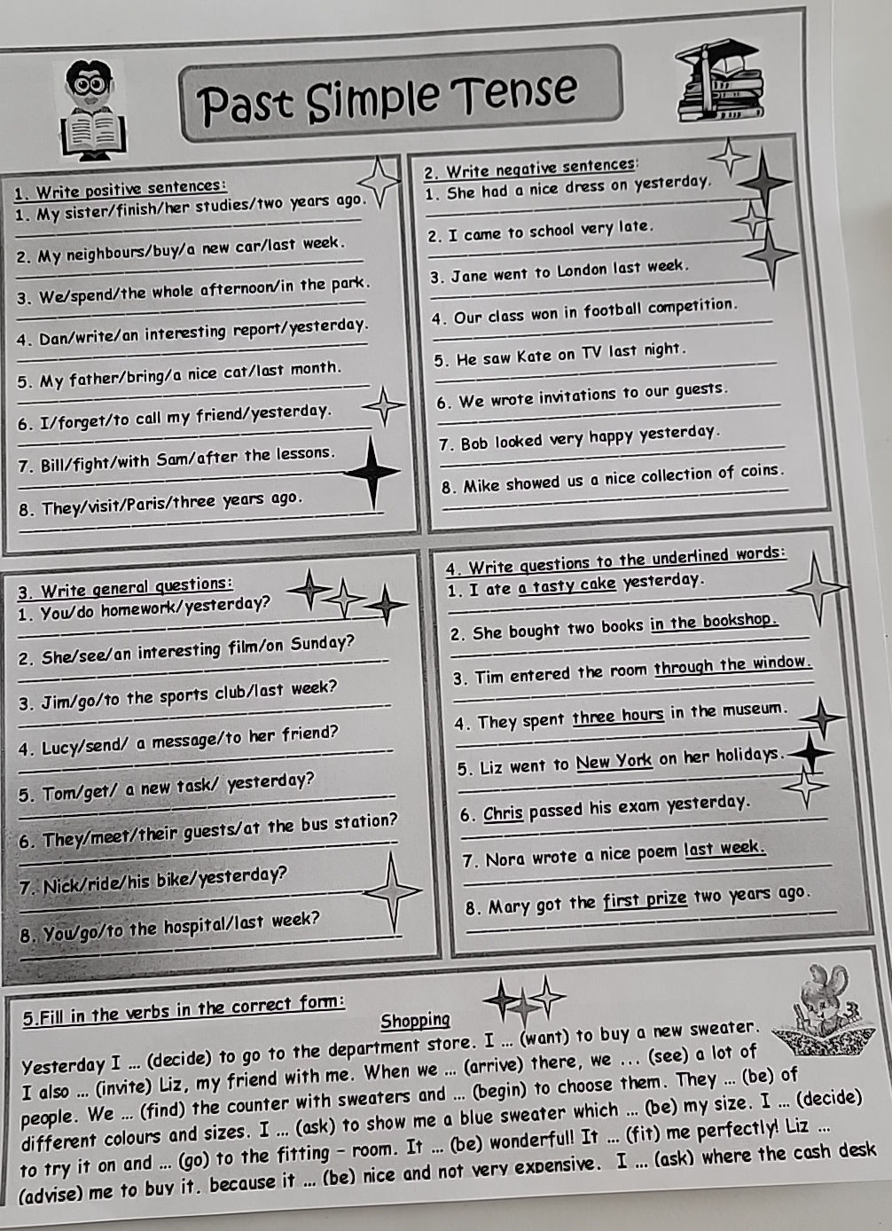 Past Simple Tense 1. Write positive | StudyX
