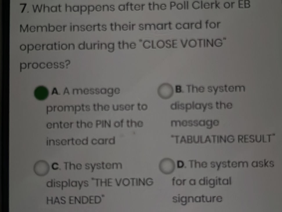 7. What happens after the Poll Clerk or EB | StudyX