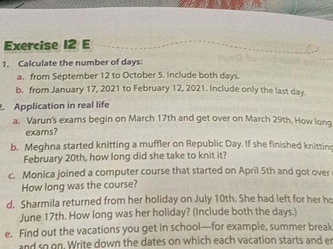 Calculate the number of days: a. from | StudyX