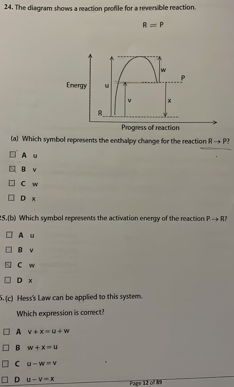 24. The diagram shows a reaction profile for | StudyX