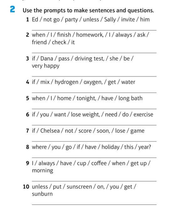 2 Use the prompts to make sentences and | StudyX