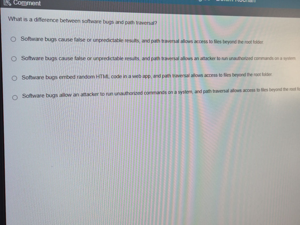 What is a difference between software bugs