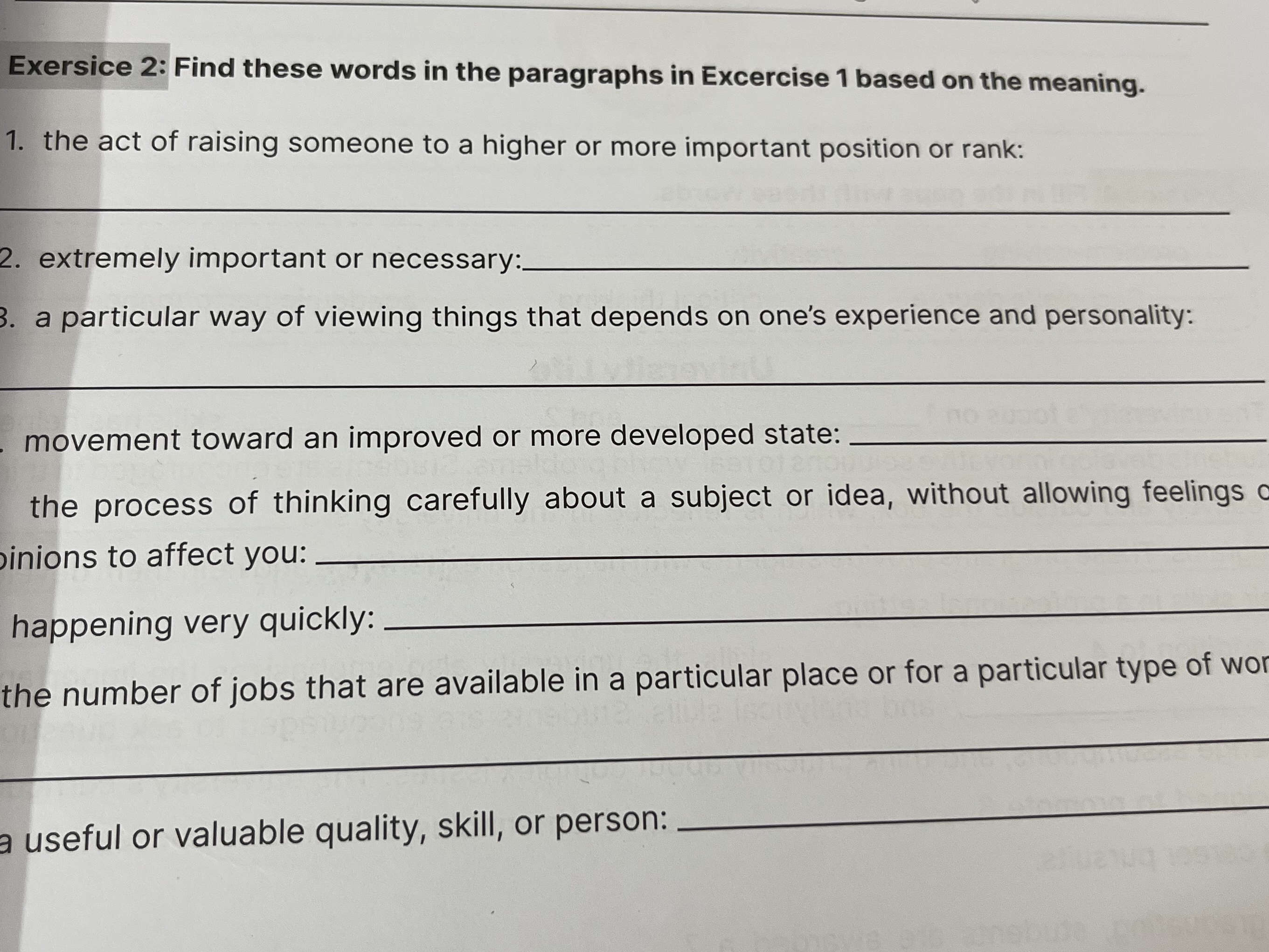 Paragraph Based Questions Ii Exersice 2: Find these words in the | StudyX
