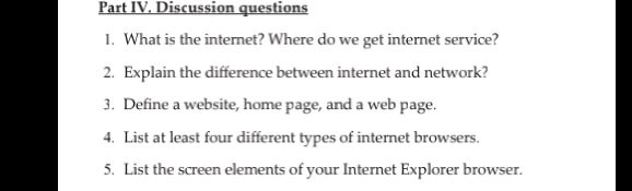Part IV. Discussion questions 1. What is the