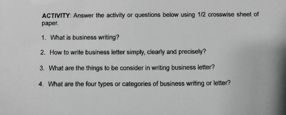ACTIVITY: Answer the activity or questions | StudyX