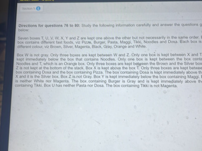 Question 76 Directions for questions 76 to 80: Study the