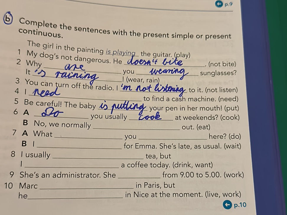 Complete the sentences with the present | StudyX