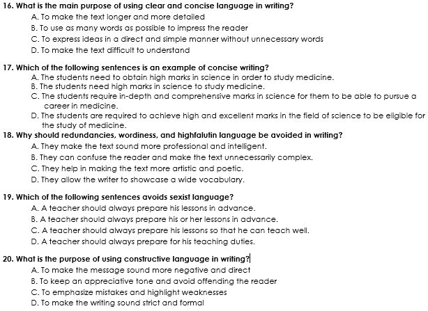 Use Concise Language Image 16. What is the main purpose of using clear | StudyX