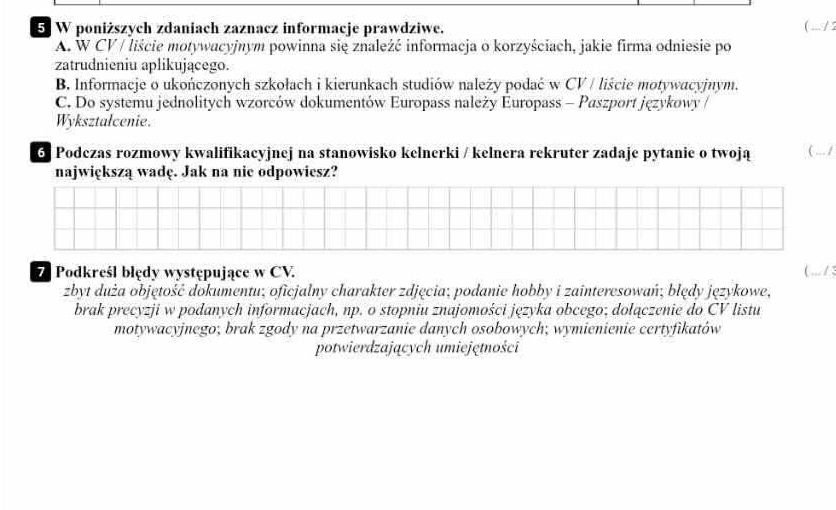 5 W poniższych zdaniach zaznacz informacje | StudyX