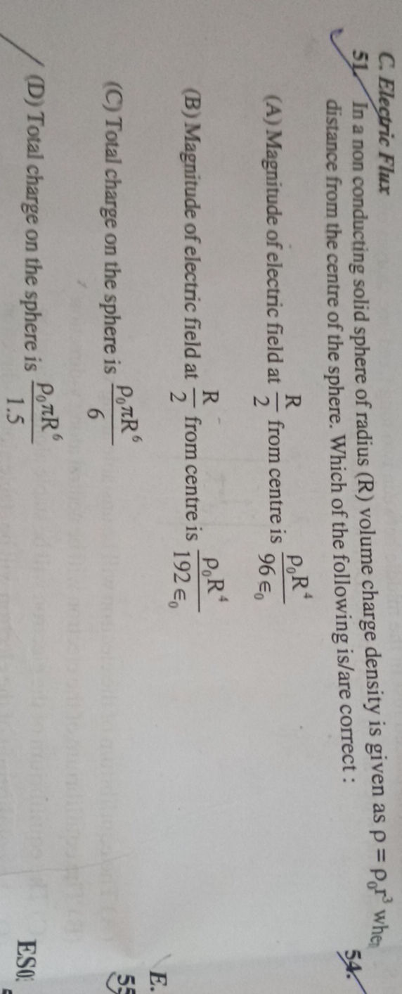 51. In A Non Conducting Solid Sphere Of 