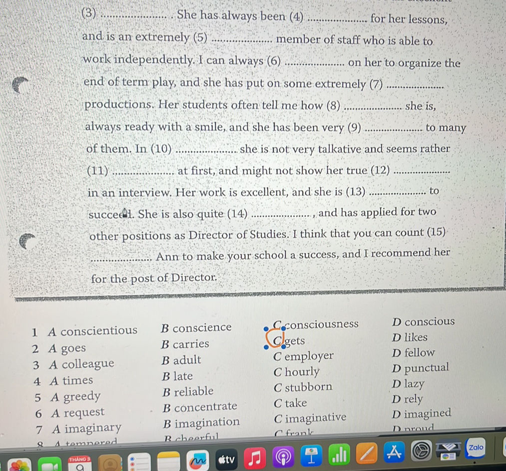 (3) __________. She has always been (4) | StudyX
