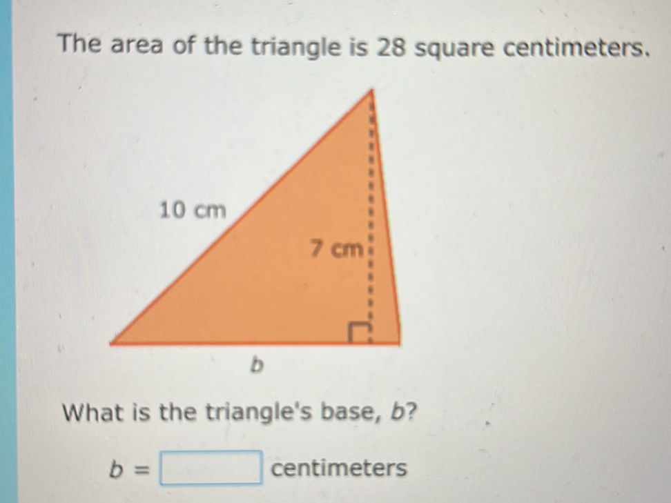 The area of the triangle is 28 square