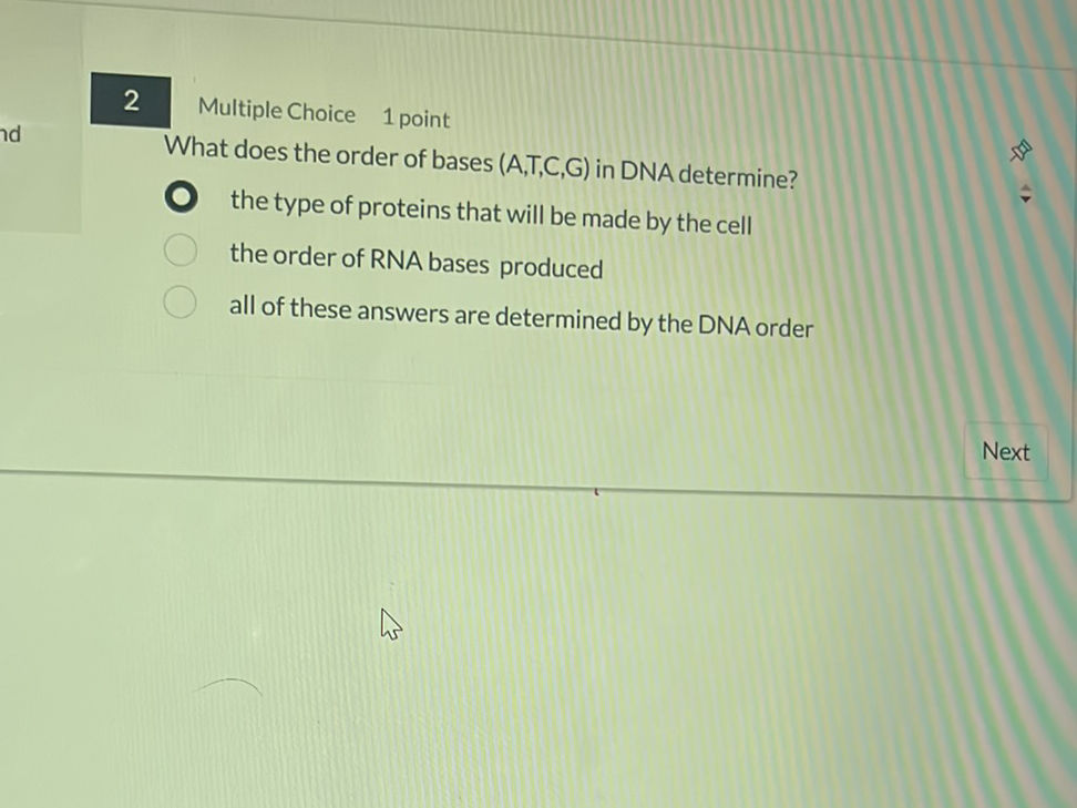 What does the order of bases (A,T,C,G) in | StudyX