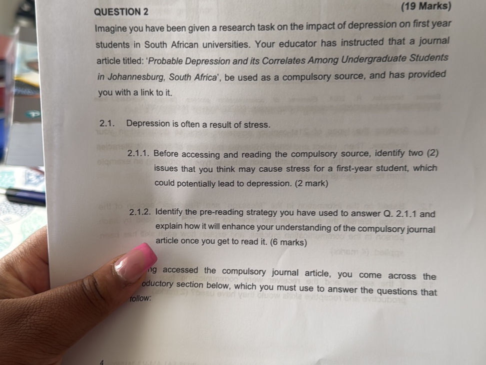 QUESTION 2 (19 Marks) Imagine you have been
