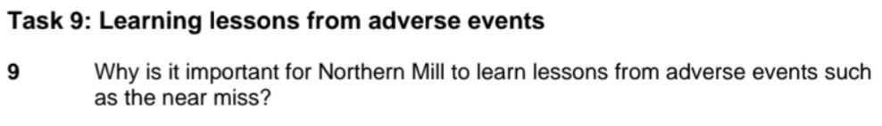 Task 9: Learning lessons from adverse events | StudyX