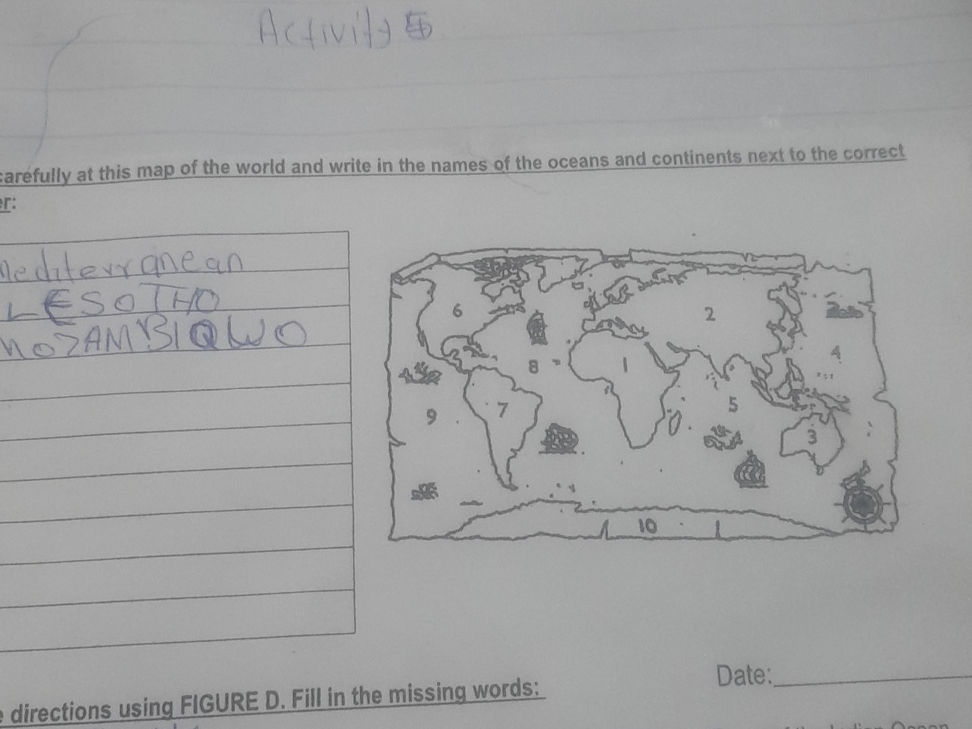 Carefully at this map of the world and write | StudyX