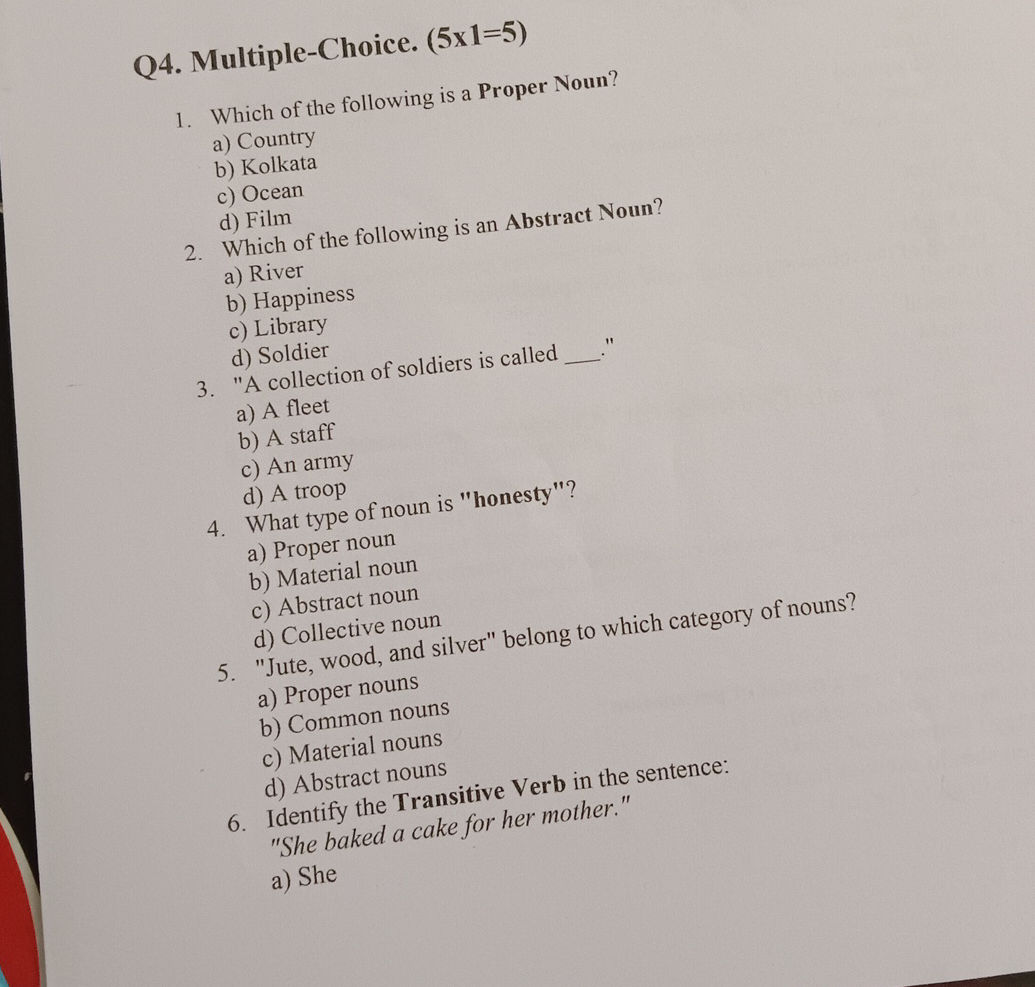 Q4. Multiple-Choice. (5x1=5) 1. Which of | StudyX
