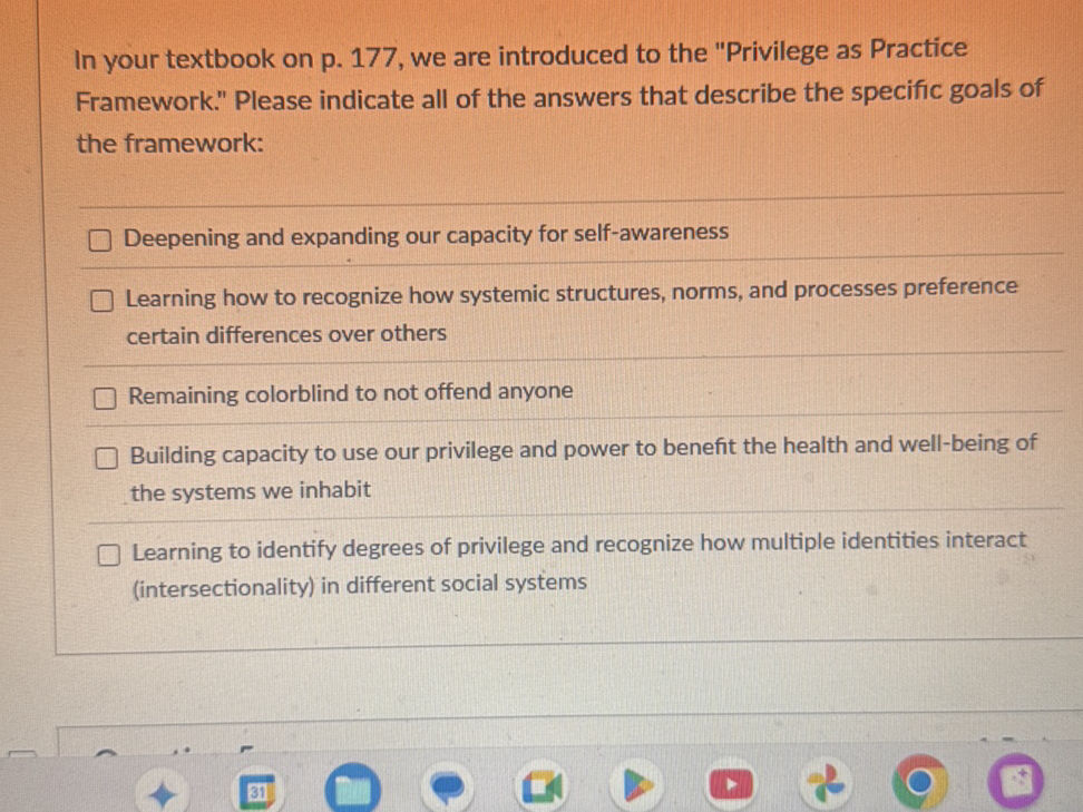 Privledge Questions In your textbook on p. 177, we are | StudyX