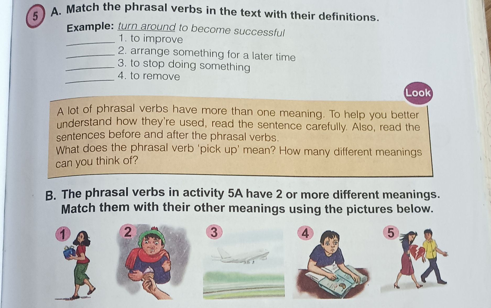 5 A. Match the phrasal verbs in the text | StudyX