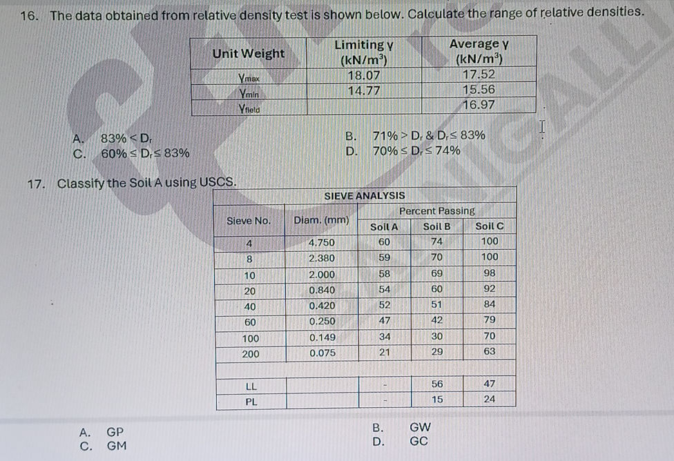 16. The data obtained from relative density | StudyX