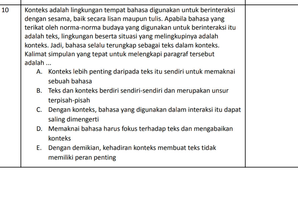 10 Konteks adalah lingkungan tempat bahasa | StudyX