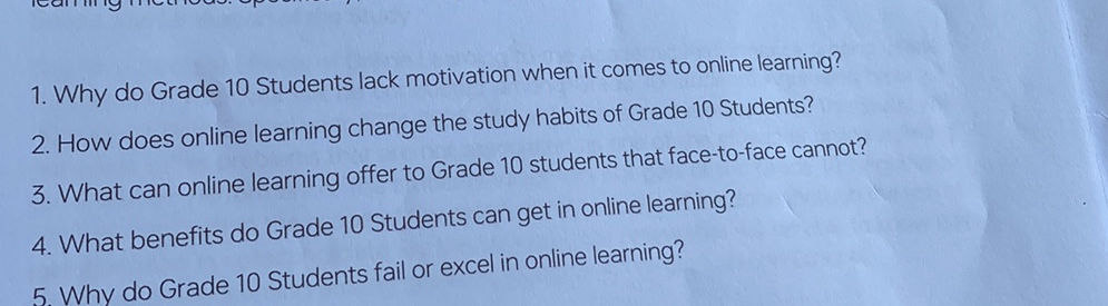 1. Why do Grade 10 Students lack motivation | StudyX
