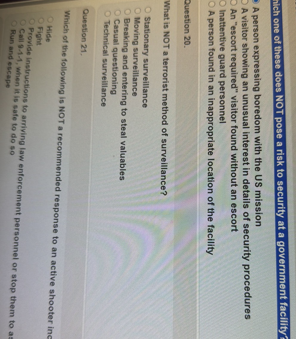 Which one of these does NOT pose a risk to | StudyX