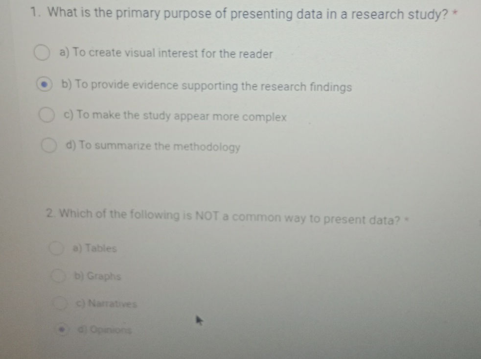 1. What is the primary purpose of presenting | StudyX
