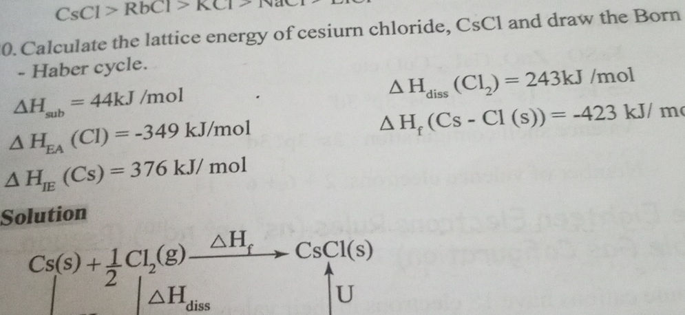 10. Calculate the lattice energy of cesium | StudyX