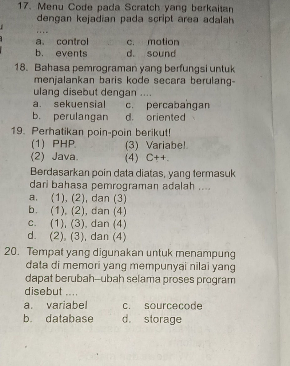 17. Menu Code pada Scratch yang berkaitan | StudyX