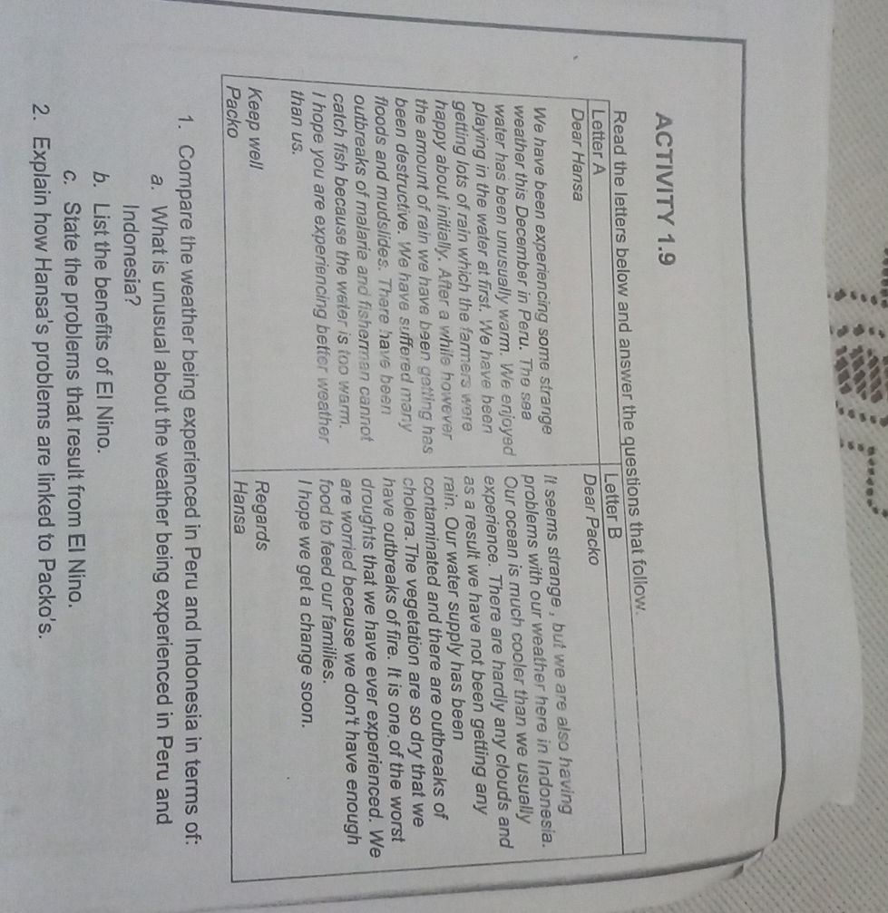 ACTIVITY 1.9 Read the letters below and | StudyX
