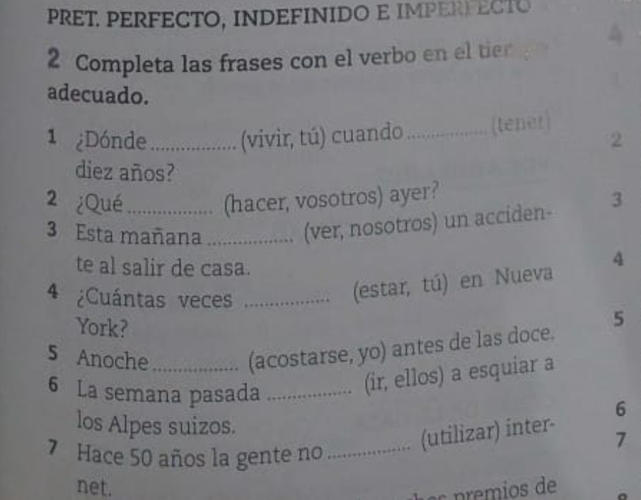 2 Completa las frases con el verbo en el | StudyX