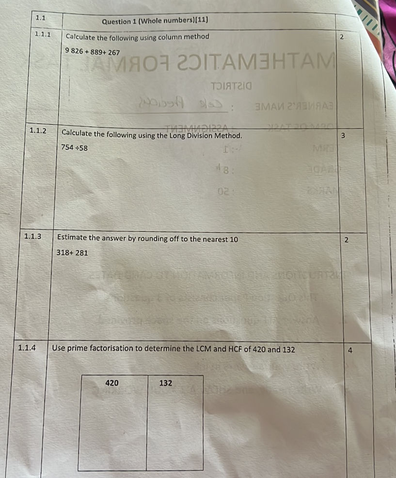 1.1 Question 1 (Whole numbers) [11] 1.1.1 | StudyX
