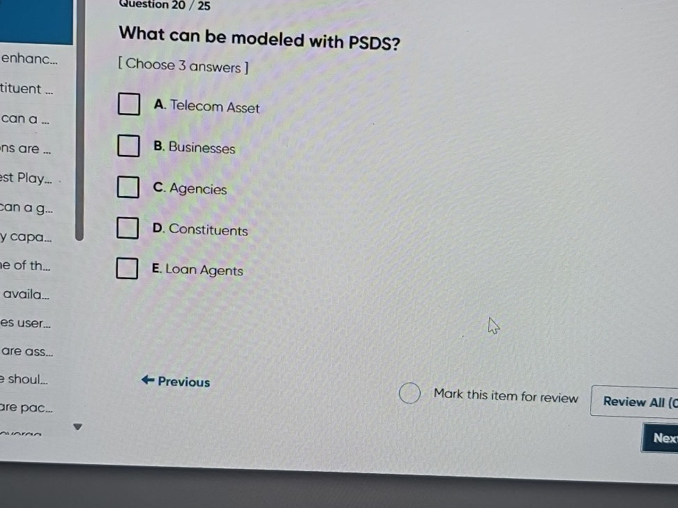 Psds Data Model What can be modeled with PSDS? [Choose 3