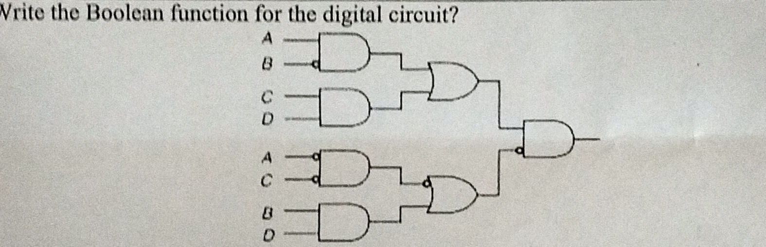 Write the Boolean function for the digital