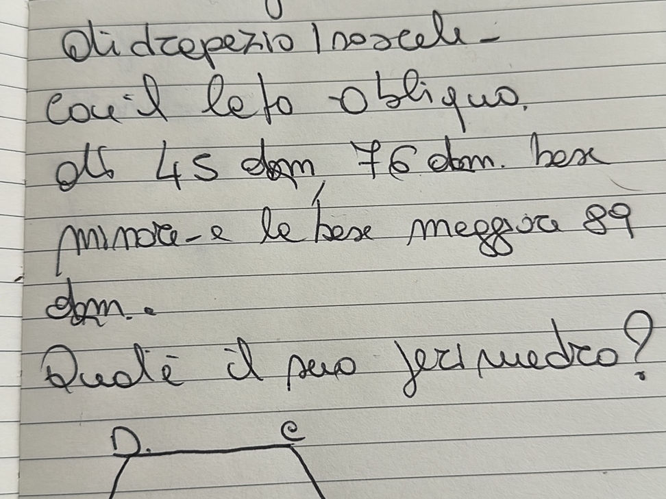 Di trapezio isoscele - con il lato obliquo, | StudyX