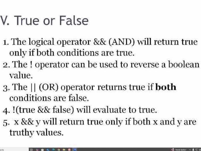 V. True or False 1. The logical operator | StudyX