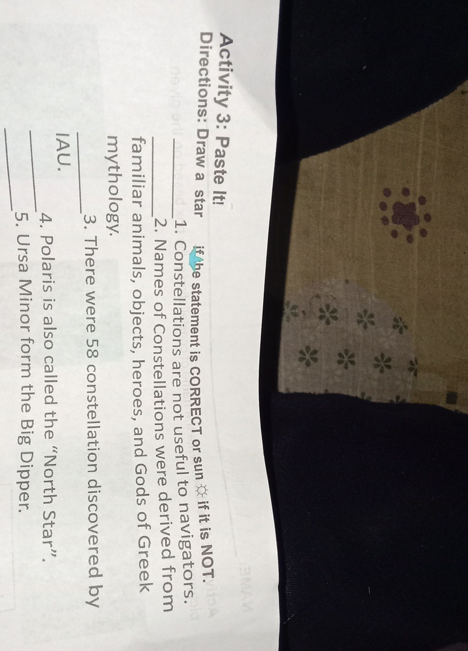 Activity 3: Paste It! Directions: Draw a | StudyX