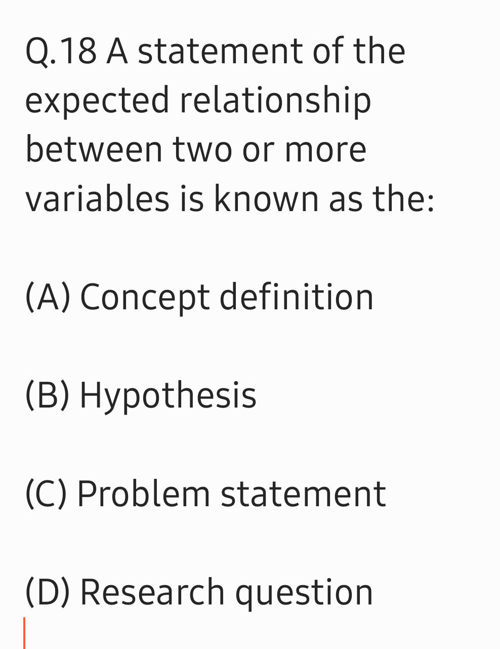 Q.18 A statement of the expected | StudyX