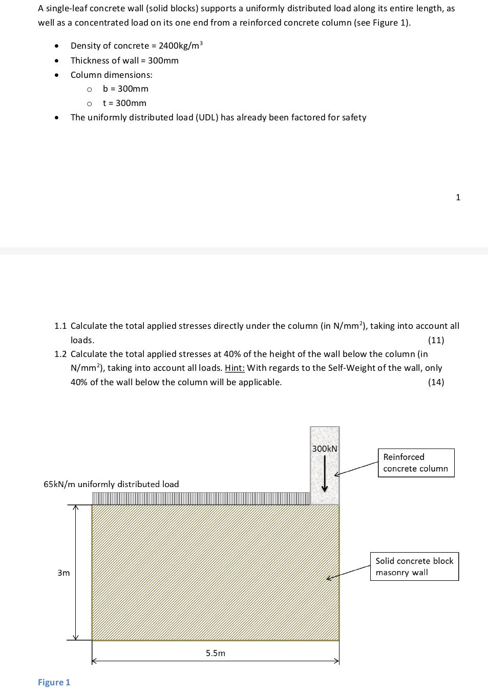 A single-leaf concrete wall (solid blocks) | StudyX
