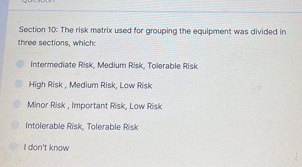 Minor Risk Example Section 10: The risk matrix used for | StudyX