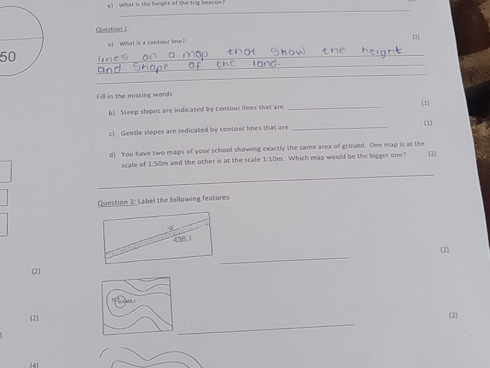 a) What is a contour line? lines on a map | StudyX