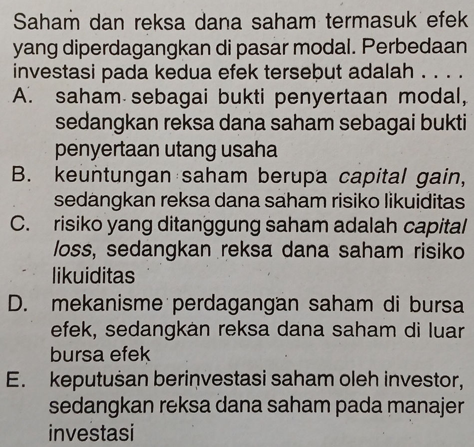 Amen Reksa Saham dan reksa dana saham termasuk efek | StudyX