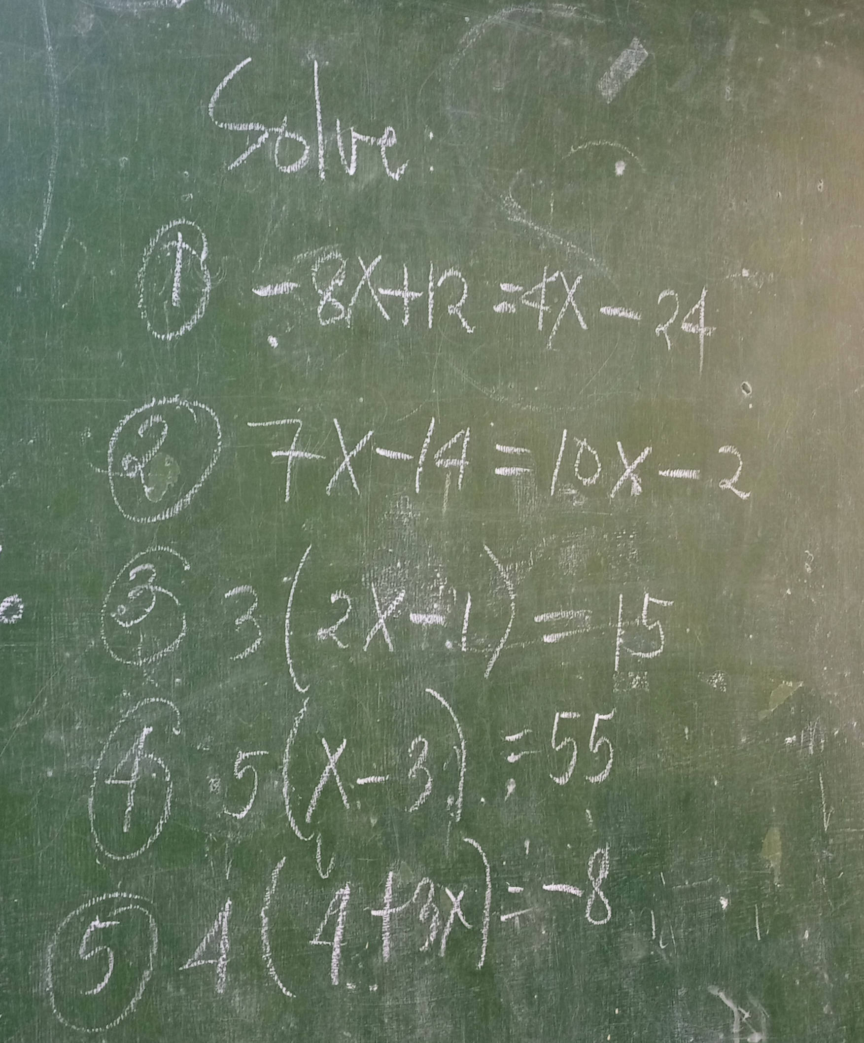 Solve: 1. $-8X + 12 = 4X - 24$ 2. $7X - | StudyX