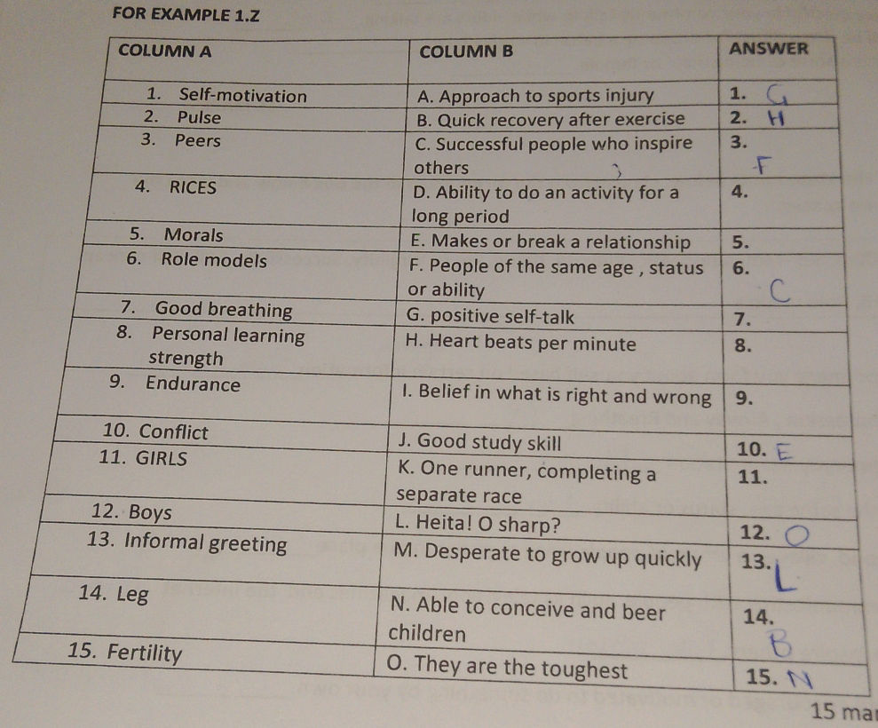 Match the items in Column A with the items | StudyX
