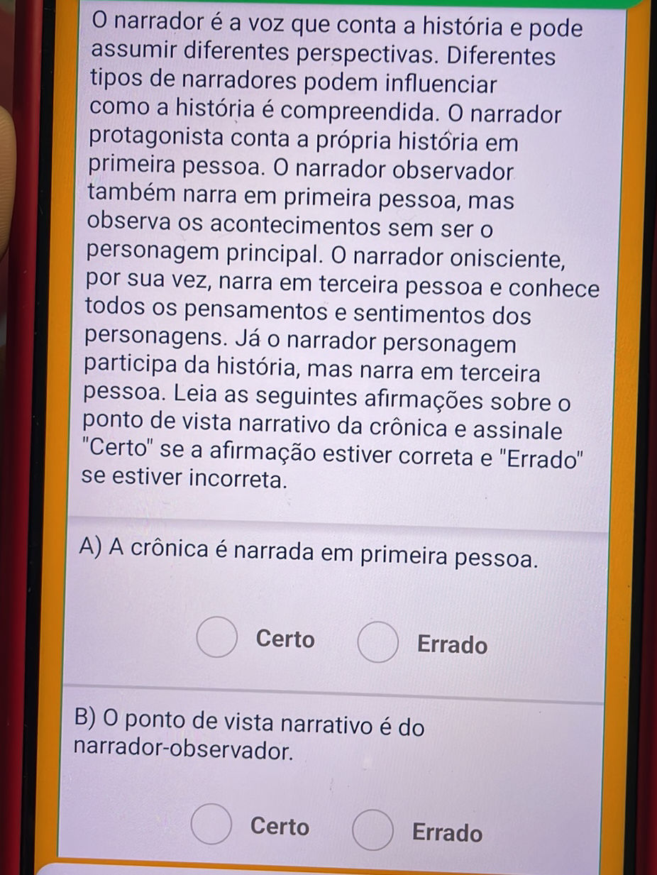 O narrador é a voz que conta a história e | StudyX