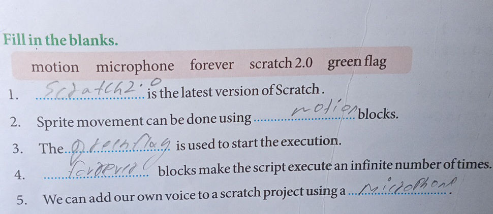 Fill in the blanks. motion microphone | StudyX