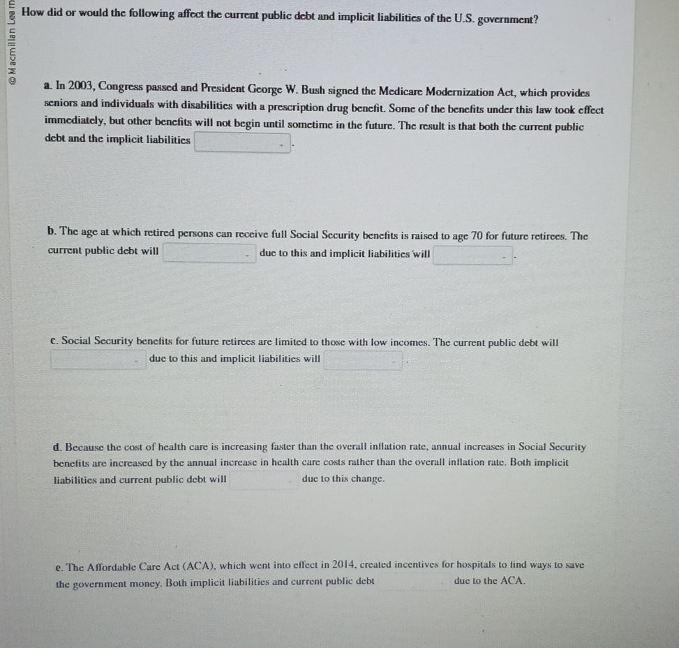 Implicit Liabilities How did or would the following affect the | StudyX