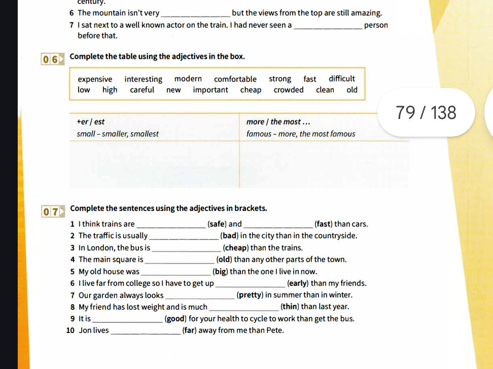 Complete the table using the adjectives in | StudyX